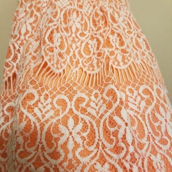 Altar'd State S Orange crochet Mini dress Cottagecore Bohemian peasant - Picture 7 of 12